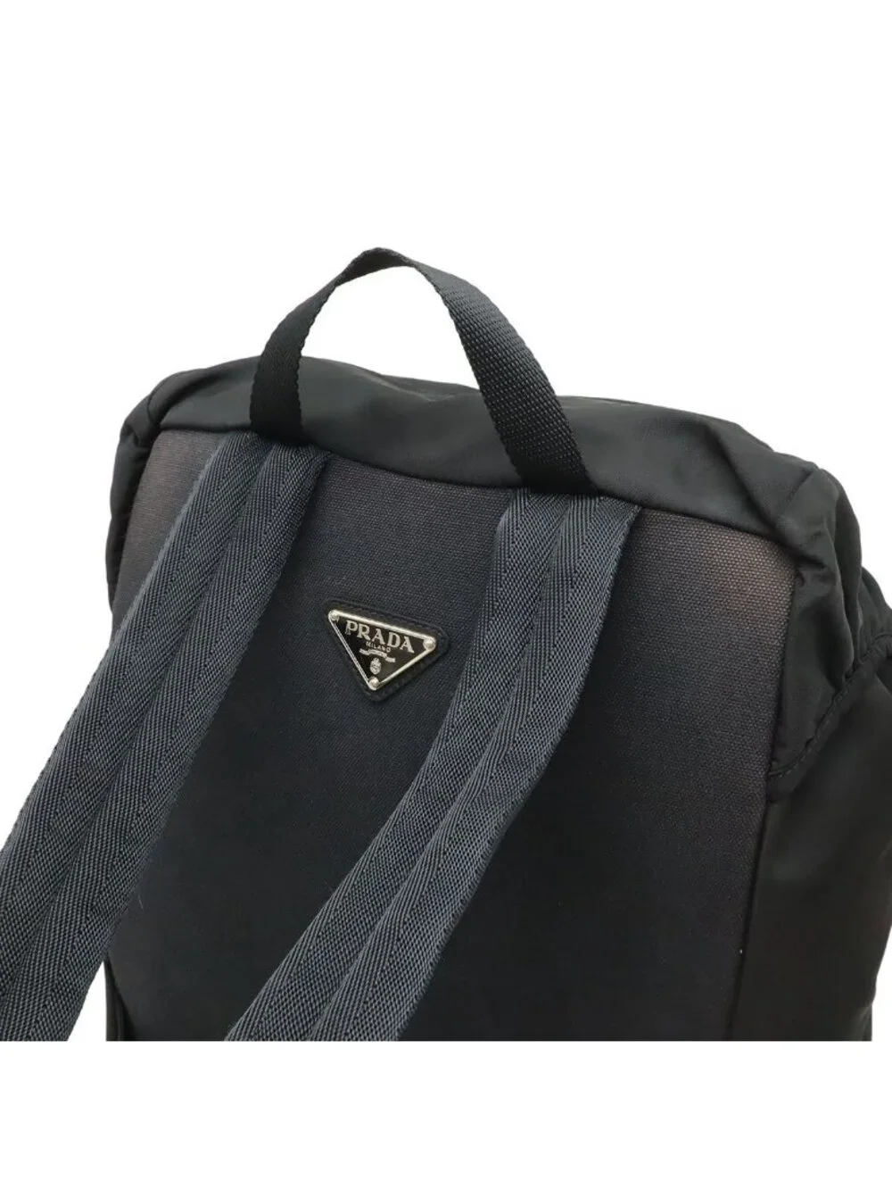 Prada Triangle Logo Backpack Nylon Nero Black Silver